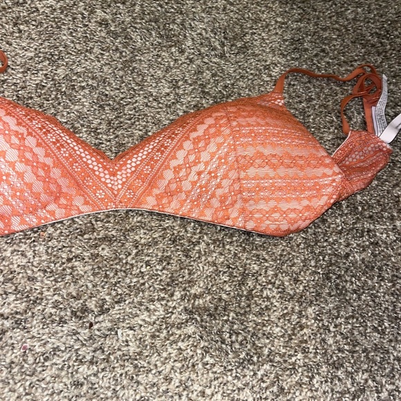 Victorias Secret Body No-wire Bra 36C Wireless Adjustable Lace orange - Picture 3 of 9